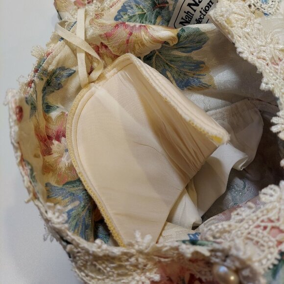 VTG Nah Nah Nah Blouse womens 18 Pastel Lace scalloped neck Floral Cottage Core - Picture 11 of 11